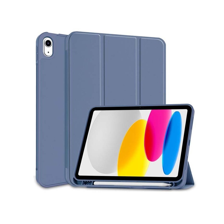 Apple iPad 10.9 (2022) tablet tok (Smart Case) on/off funkcióval, Apple Pencil tartóval - Tech-Protect - blue (ECO csomagolás)