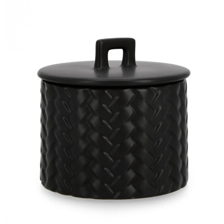 Комплект от 3 черни керамични свещи от канап 14,5х14 см