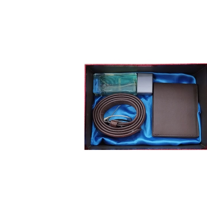 Set cadou negru pentru barbati parfum portofel si curea gas-7