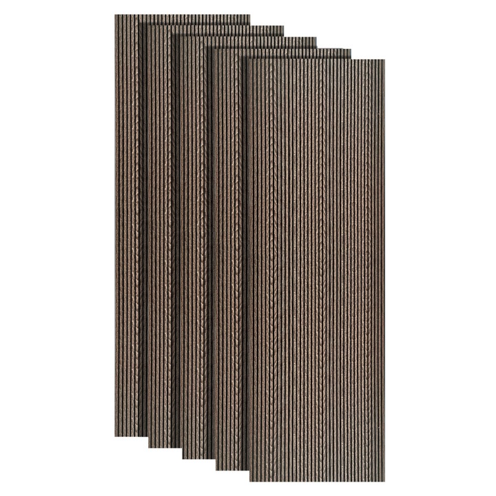 Set 5 panouri decorative, riflaj, polimer rigid, Naimeed D5467, 270x30x0.5cm, Maro