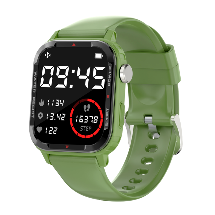 Смарт часовник NUBI G96, Bluetooth разговор, Пулс, Калории, Кръвно налягане, Дистанционна камера, Гласов AI Асистент, 100+ спортни режима, Зелен