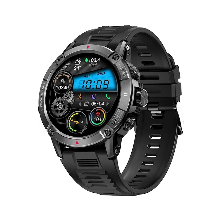 Ceas Smartwatch NUBI NX8, Puls, Calorii, Bluetooth, IPS afisa, Camera, Negru