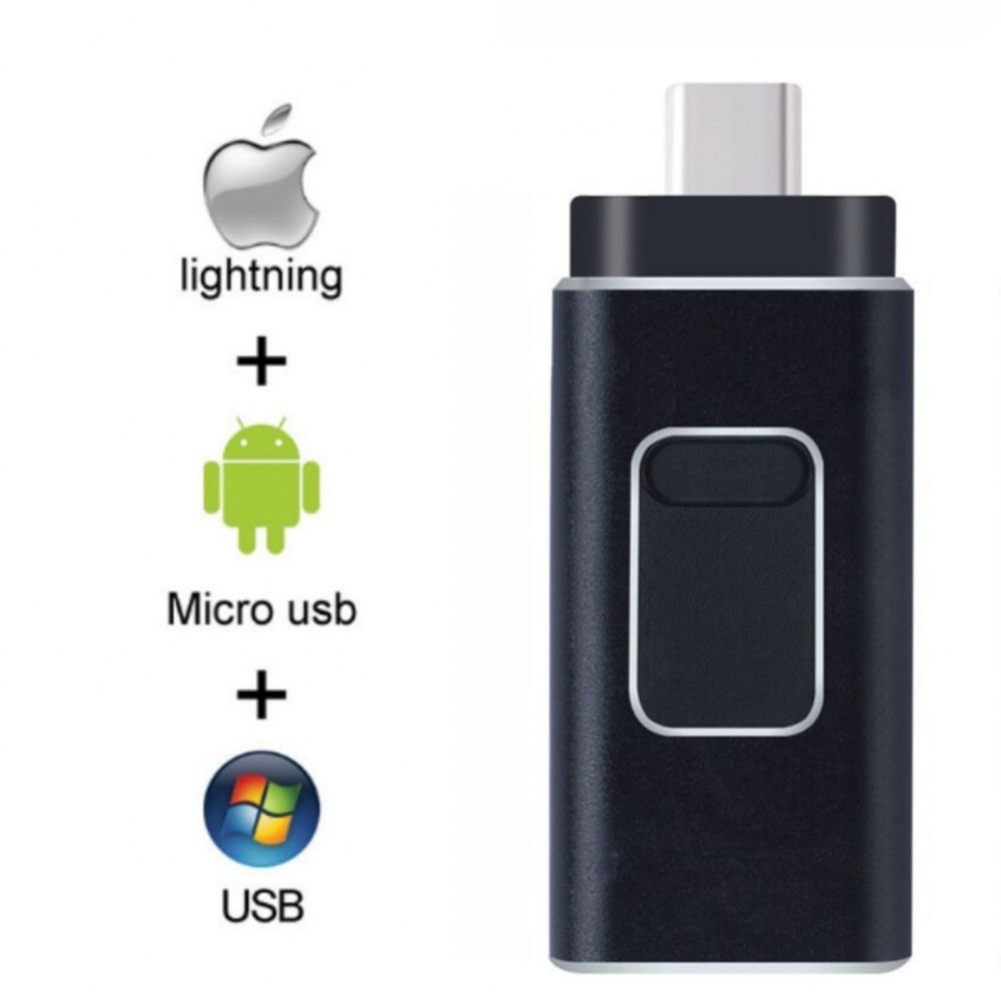 USB памет, Флашка, 4 в 1, Micro USB, TYPE C, Lightning, Съвместим ...