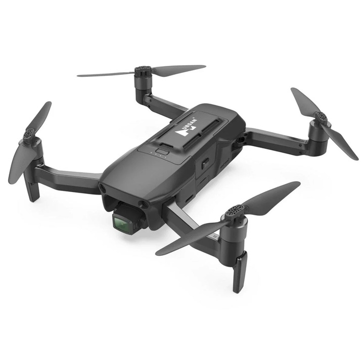 Професионален дрон HUBSAN BLACKHAWK 1 HD 4K GPS WiFi 9000m FPV GPS, сгъваеми рамена, 3-осен стабилизатор, Оптичен поток, 4K Ultra HD камера с предаване на живо на телефона, 2 батерии (1 14.4V 3200 mAh и 2 14.4V 5000 mAh )