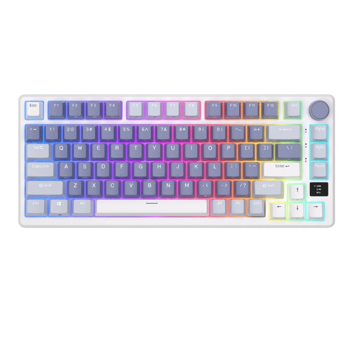 Клавиатура Royal Kludge 2,4 GHz/bluetooth/USB-C, 75%, OLED смарт бутон, RGB, превключвател сребрист, RKM75, Механична
