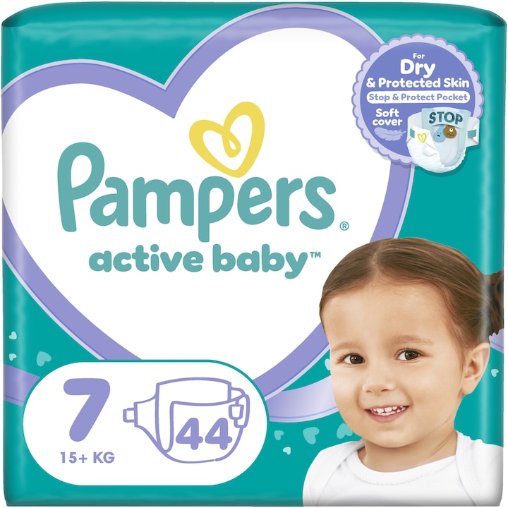 ΠΠ΅Π»Π΅Π½ΠΈ Pampers Active Baby Π Π°Π·ΠΌΠ΅Ρ 7, 15+ ΠΊΠ³, 44 Π±ΡΠΎΡ
