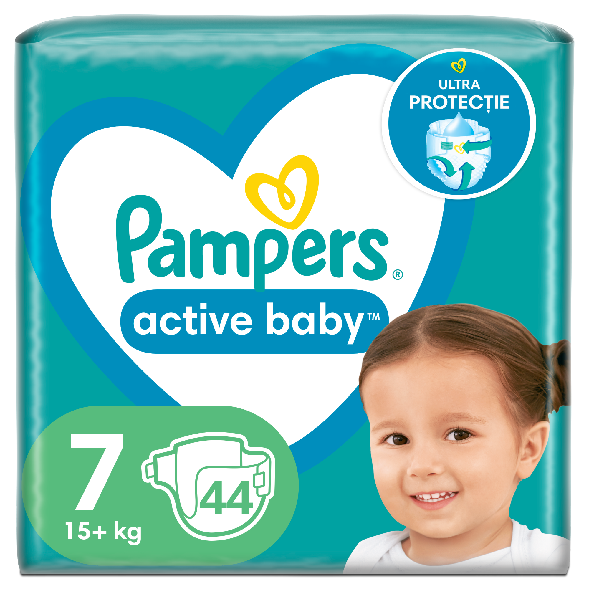 Scutece Pampers Active Baby Jumbo Pack, Marimea 7, 15+ kg, 44 buc 