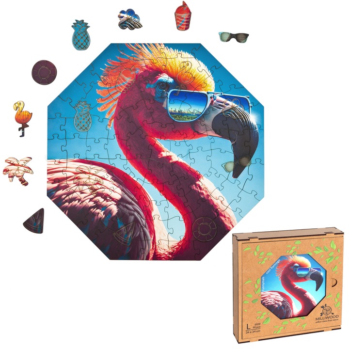 Milliwood Puzzle - Cool flamingo - 90 elemente