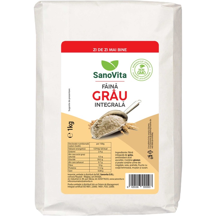 Faina integrala de grau 1kg,sanovita