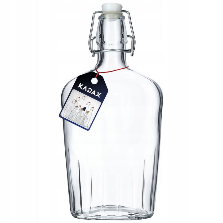 Бутилка за напитки, KADAX, 500мл, устойчиво стъкло, плътен капак, прозрачна