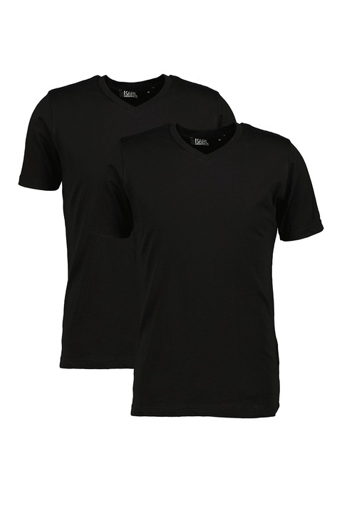 Karl Lagerfeld, V-nyakú póló szett - 2 db, Fekete