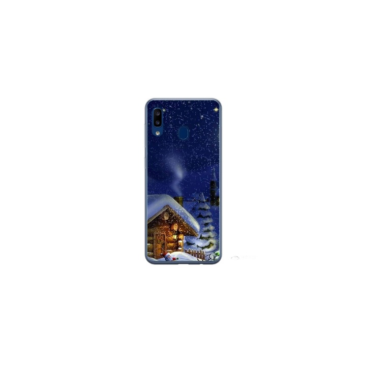 Husa personalizata HQ Print si Folie de Silicon pentru Samsung Galaxy A40, model Christmas Cottage, multicolor, S1D1M0059