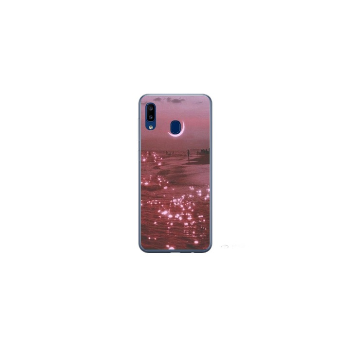 Husa personalizata HQ Print si Folie de Silicon pentru Samsung Galaxy A40, model Pink Sky, multicolor, S1D1M0129