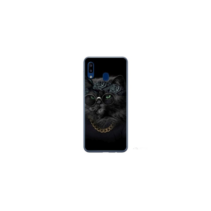 Husa personalizata HQ Print 360 de grad pentru Samsung Galaxy A20, model Black Cat #4, multicolor, S1D1M0097