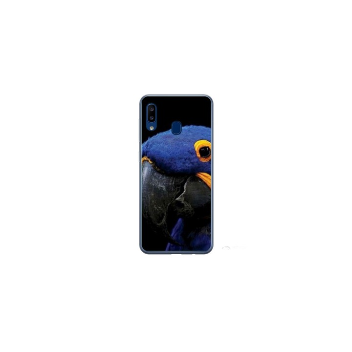 Husa personalizata HQ Print si Folie de Silicon pentru Samsung Galaxy A40, model Blue Parrot, multicolor, S1D1M0145