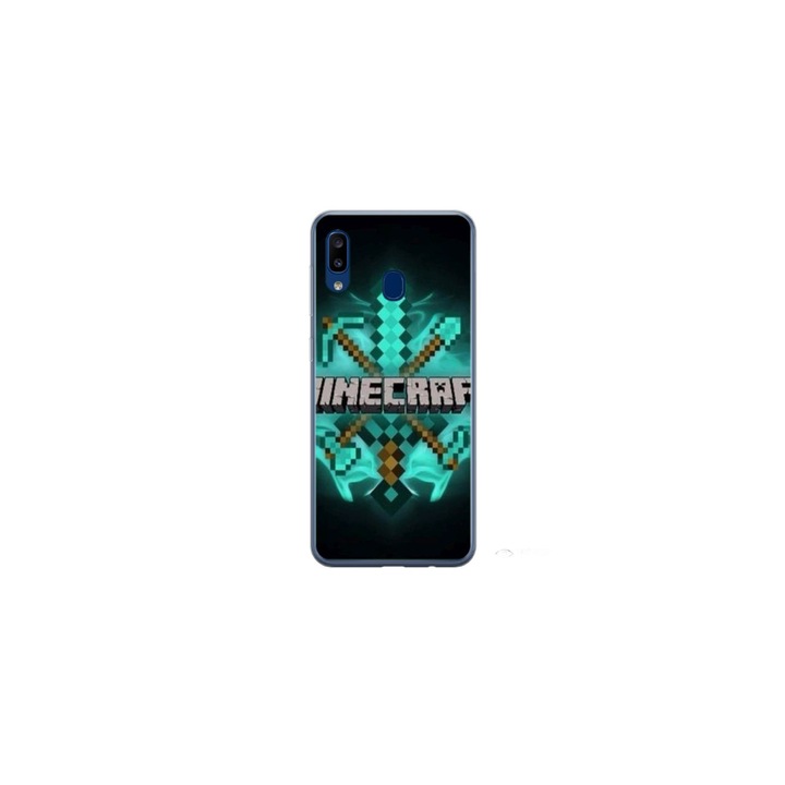 Husa personalizata HQ Print si Folie de Silicon pentru Samsung Galaxy A40, model Minecraft #2, multicolor, S1D1M0126
