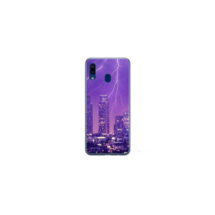 Husa personalizata HQ Print pentru Samsung Galaxy A40, model Purple Lightning, multicolor, S1D1M0354
