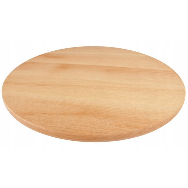 Platou de bucatarie rotativ, Tava rotunda, Culoare in lemn natural de fag, Decorativa, Pentru branza, Pizza, Sushi, Mezeluri, De servire, Pentru gustari, Ziua Indragostitilor, Petreceri, Practic, Durabil, Spatios, Bej, Woodcarver, 45x3,6 cm