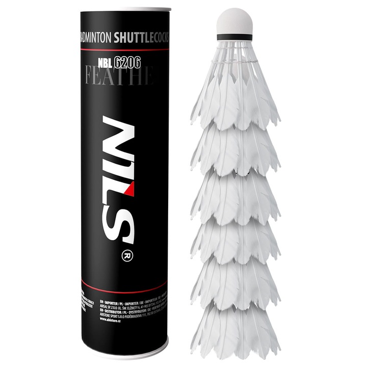 Set 6 fluturasi badminton Nils, NBL6206, EVA/Pene, Alb