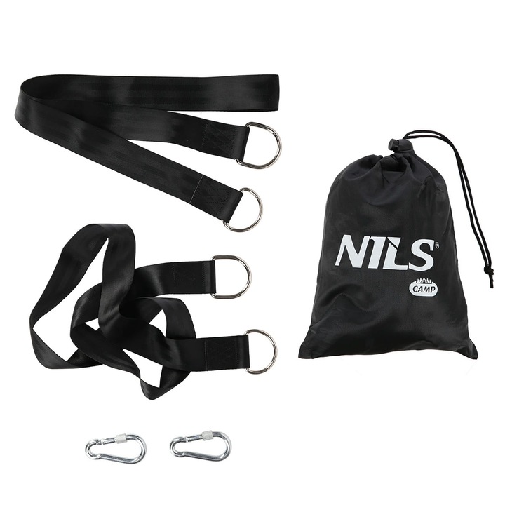 Kit curele prindere, NILS CAMP, Poliester/Otel, Negru