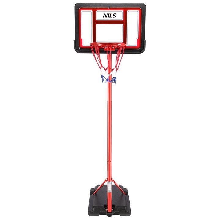 Mobil kosárlabda karika, Nils, acél/műanyag, 1,97 m, 5,1 kg, fekete/piros