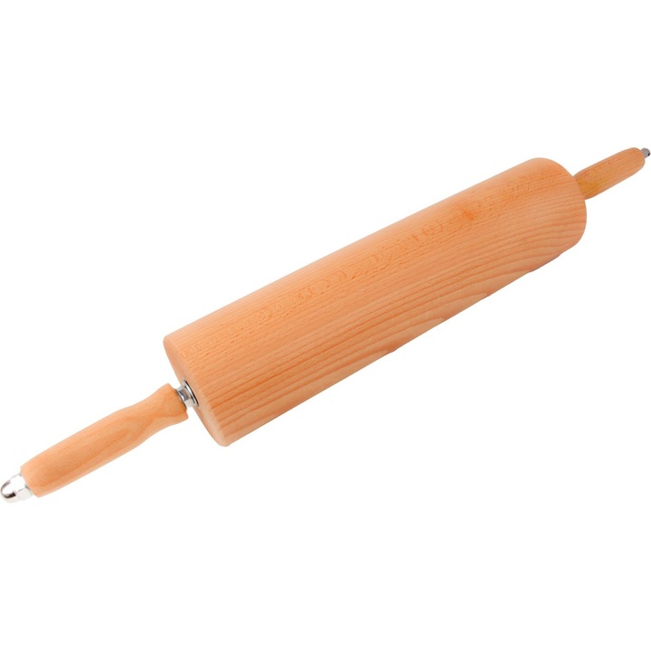 Sucitor din lemn pentru aluat pe rulmenti, Mare, Din lemn de fag, Perfect pentru blaturi de patiserie, Profesional, Stabil, Puternic, Durabil, Practic, Usor de curatat dupa lucru, Woodcarver, 70x9 cm