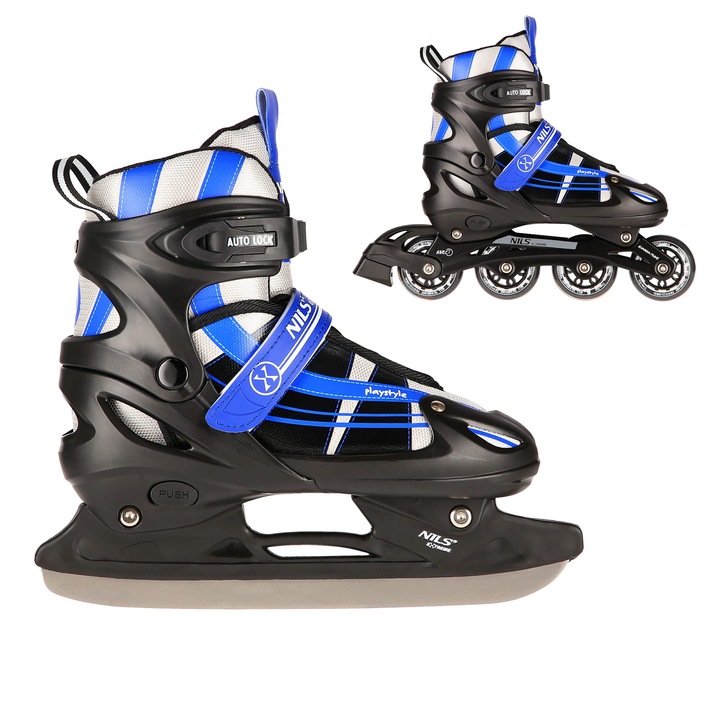 Role 2in1 Nils Extreme + patine, Negru/Albastru, 39-42 EU