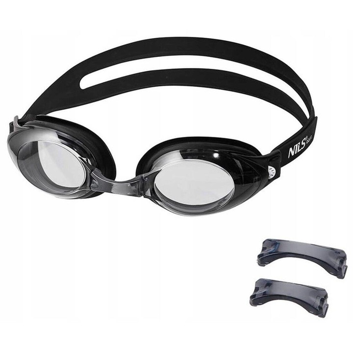 Úszószemüveg, Nils, Szilikon, UV védelem, Fekete