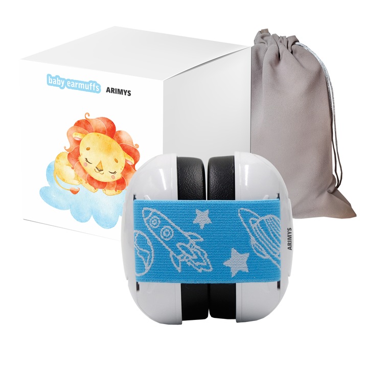 Casti antifonice, ARIMYS®, copii, 3-12 luni, bleu/alb