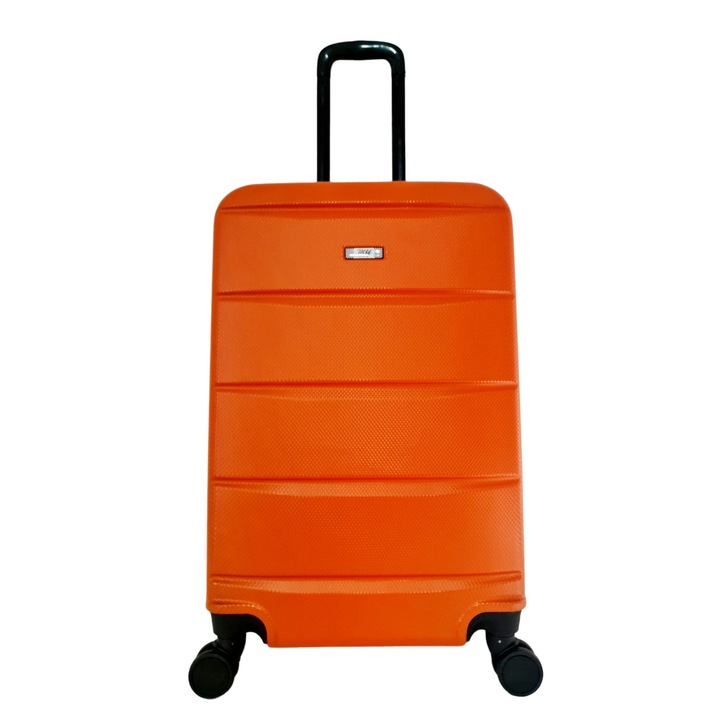 Troler mare, My Luggage TOKIO, 75X47x33cm, roti duble, fermoar impermeabil, culoare Portocaliu/fermoar Negru