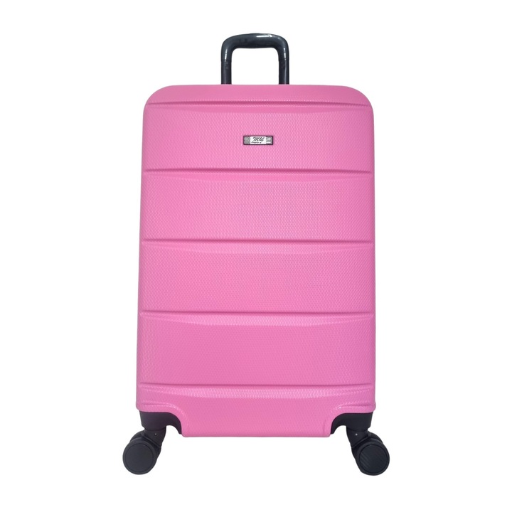 Troler mediu, My Luggage TOKIO, 66x39x26cm, roti duble, fermoar impermeabil, culoare Fucsia/fermoar Negru