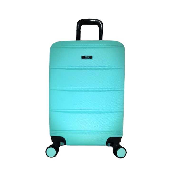 Troler cabina, My Luggage TOKIO, 55x33x25cm, roti duble, fermoar impermeabil, culoare Verde Aquamarin