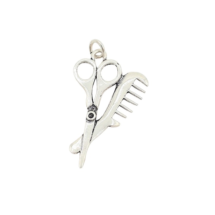 Pandant Argint 925 foarfece si pieptene 3 cm Jeana