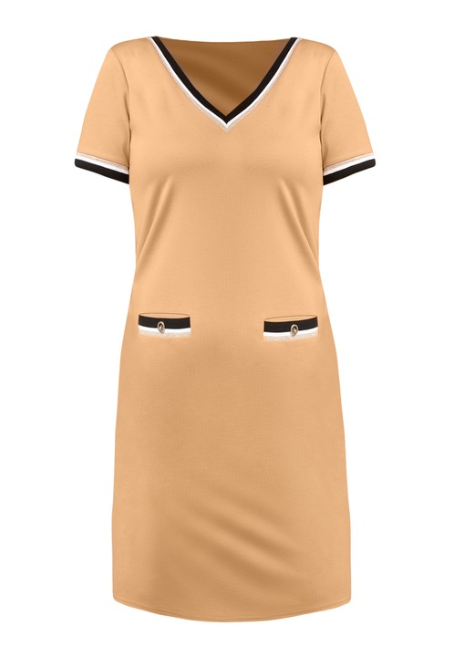 Rochie minimalista, Karko, Viscoza, Caramel, 38-40EU
