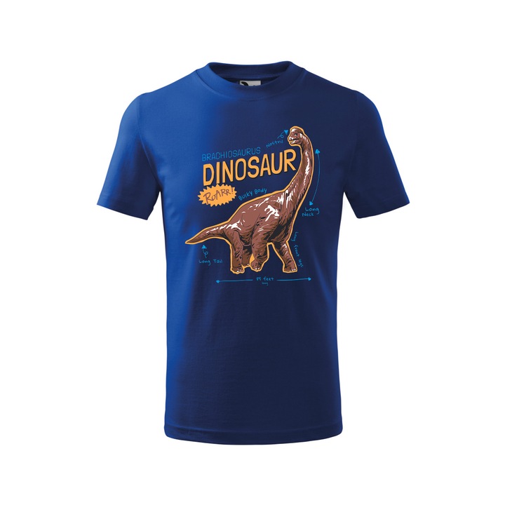 Tricou personalizat Dino #19, Malfini, Bumbac 100%, Albastru, Copil, Marime 122