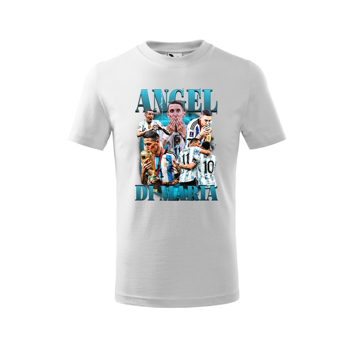 Tricou personalizat "Angel Di Maria", Malfini, Bumbac 100%, Alb, Copil, Marime 158