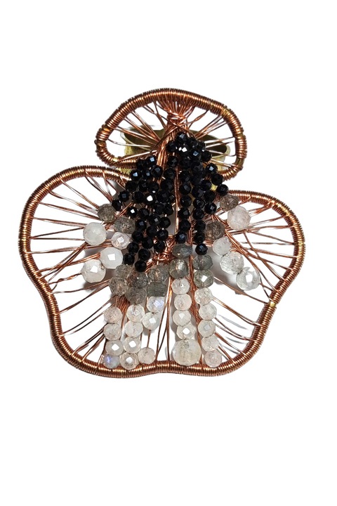 Inel dama Art of Love, pietre semipretioase pe fir de cupru, Gri, 5.7 cm