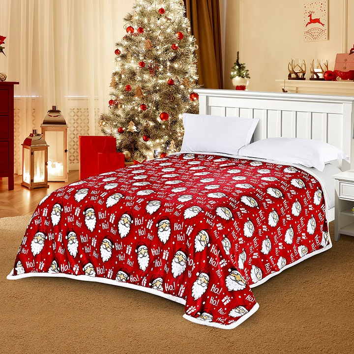 Patura pufoasa cu blanita, Craciun, 2 fete, 200x230 cm, 2 kg, PC11