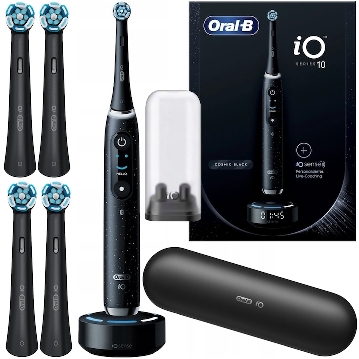 Szett, elektromos fogkefék Oral-B iO Series 10, fekete, 4x Reserve Ultimate Clean