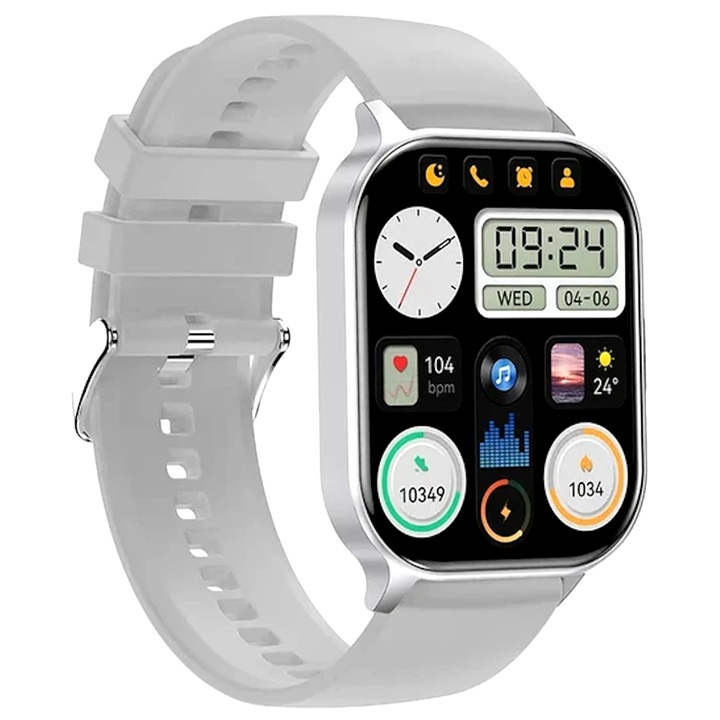 Смарт часовник XiaWatch idealSTORE, AMOLED екран, Bluetooth HD разговори, NFC, Гласов асистент, Здравен мониторинг, Stock Application, Дишане и стрес тест, Отхвърляне на повикване, MultiSport режим, Сив силикон