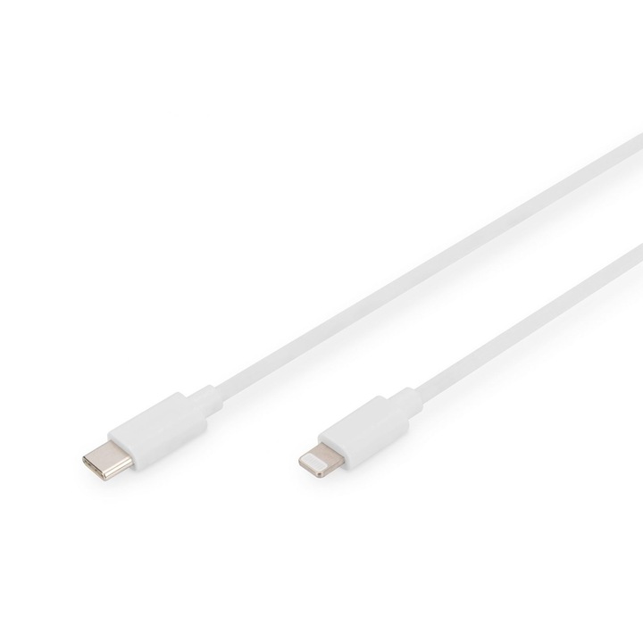 Cablu de date, Digitus, USB-C - Lightning, 1 m, Alb