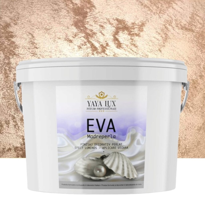 Vopsea decorativa de Lux, Eva Madreperla cu Fulgi de Sticla, Caramel, 2.5 Litri