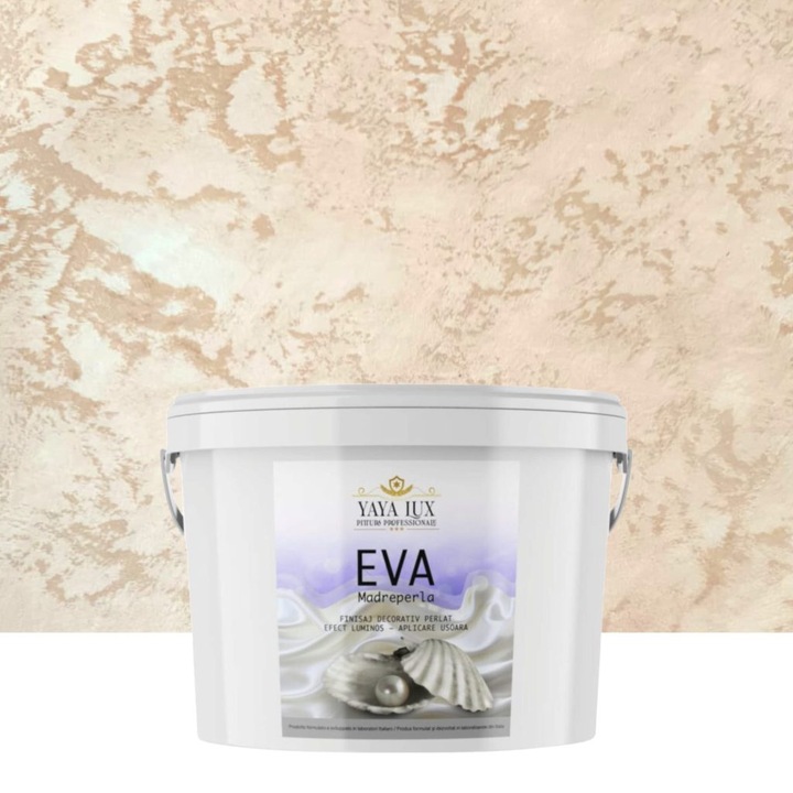 Vopsea decorativa de Lux, Eva Madreperla, cu Fulgi de Sticla, Cacao cu Lapte, 2.5 Litri