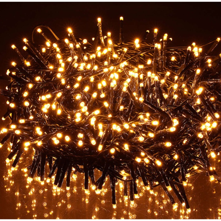 1200 LED-es BOA fényfüzér, kültéri-beltéri hálózati adapteres, időzíthető 6/18 órás, 8 féle fényjátékkal, extra meleg fehér, 24 m, IP44