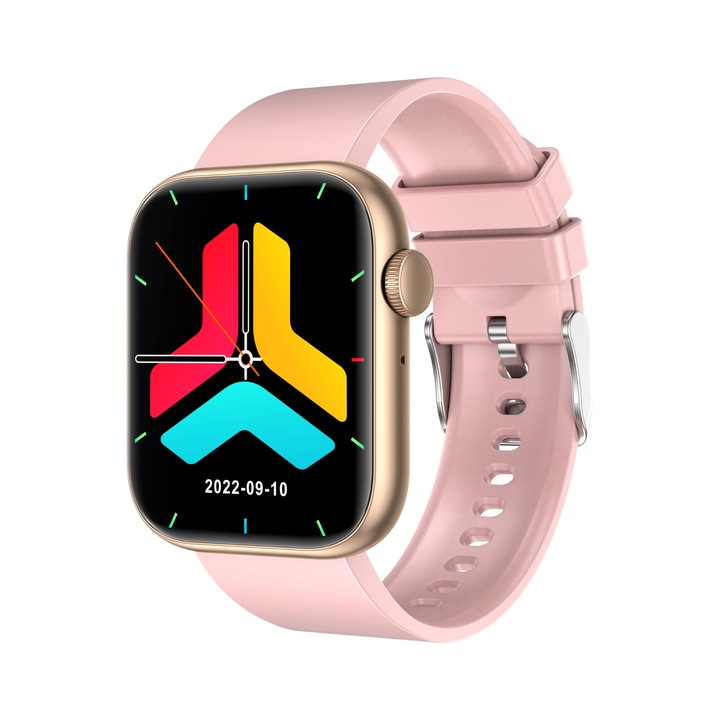 TechGS® Smartwatch, 1,85" HD TFT екран, Bluetooth 5.2, Мониторинг на сърдечен ритъм/кислород в кръвта/температура, 100+ спортни модела, IP67 водоустойчив, Bluetooth разговори, съвместим с Android и iOS, дълъг живот на батерията, розов