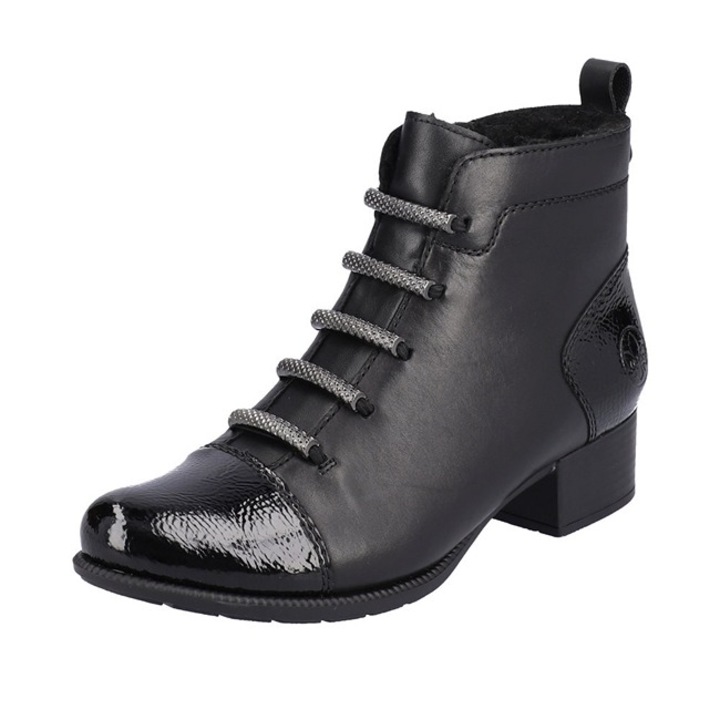 Botine dama, Rieker, din piele naturala, Negru