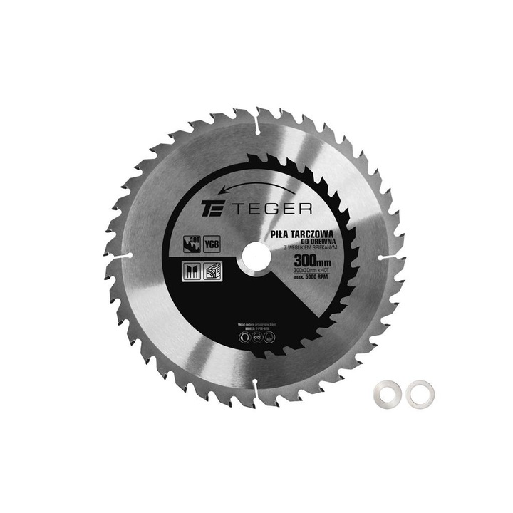Ferastrau circular pentru lemn, Teger, cu carbura sinterizata 300x30x40T