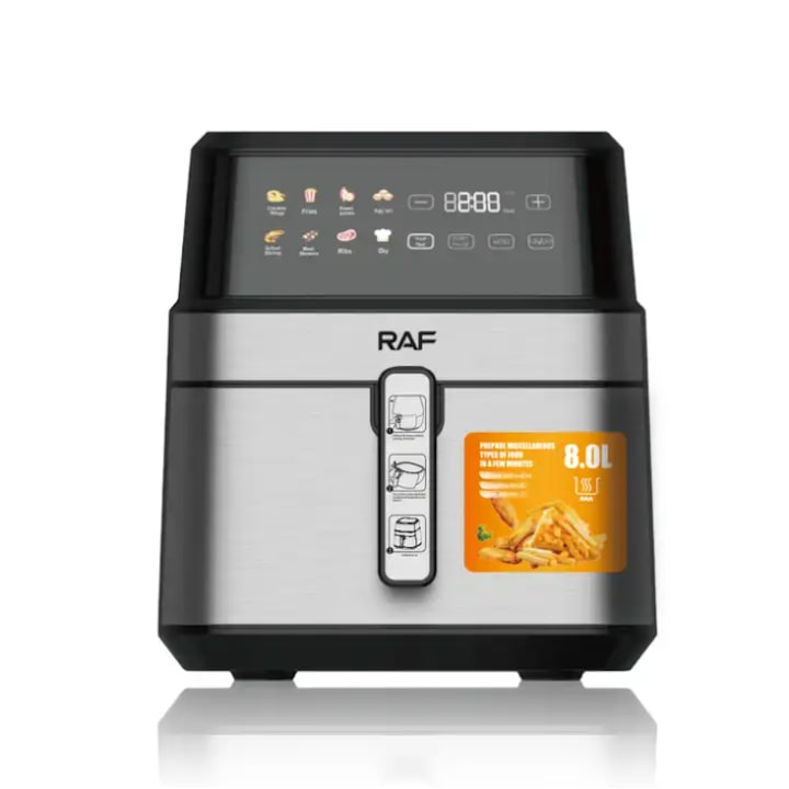 Professzionális elektromos légsütő Smart Pulse R5309, 1800 W, 8L, érintőképernyő, 8 automatikus program, fekete