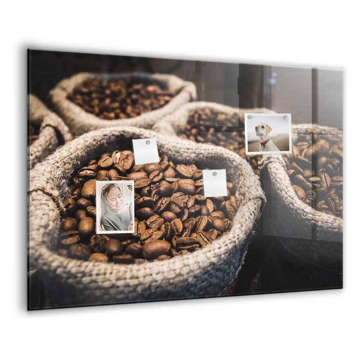 Tabla magnetica. Sticla. Pungi De Cafea. 100 cm x 70 cm. Maro. 00027866