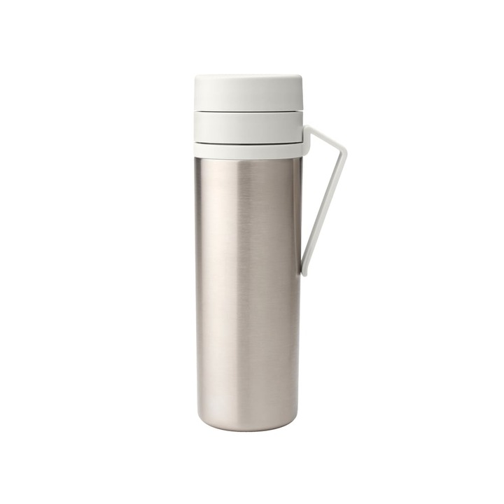 Sticla termo Brabantia Make&Take 1008488, 500 ml, perete dublu, fara BPA, Inox/color deschis